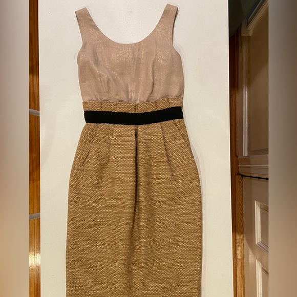 Dolce & Gabbana Gold Tweed Champagne Black Sleeveless Career to Cocktail Dress - Picture 1 of 16